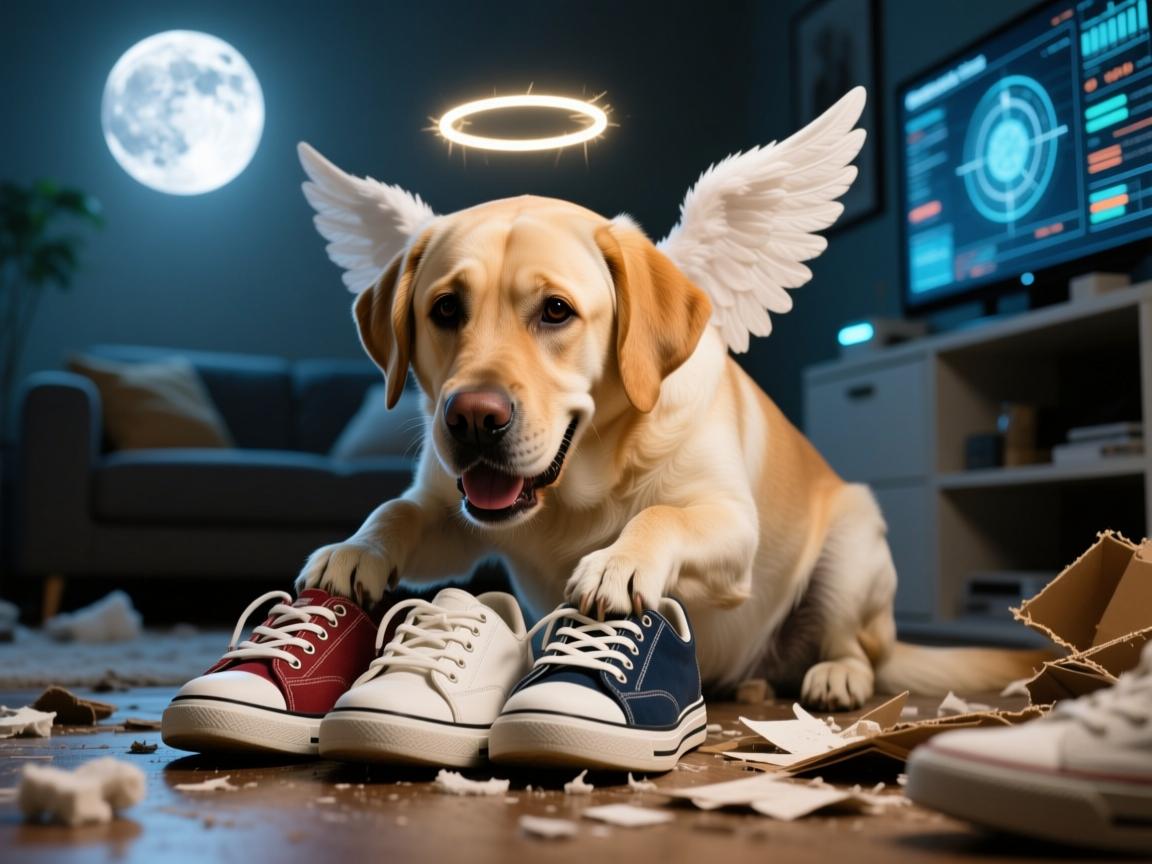 拉布拉多拆家实录,月吞三双鞋的天使养成指南