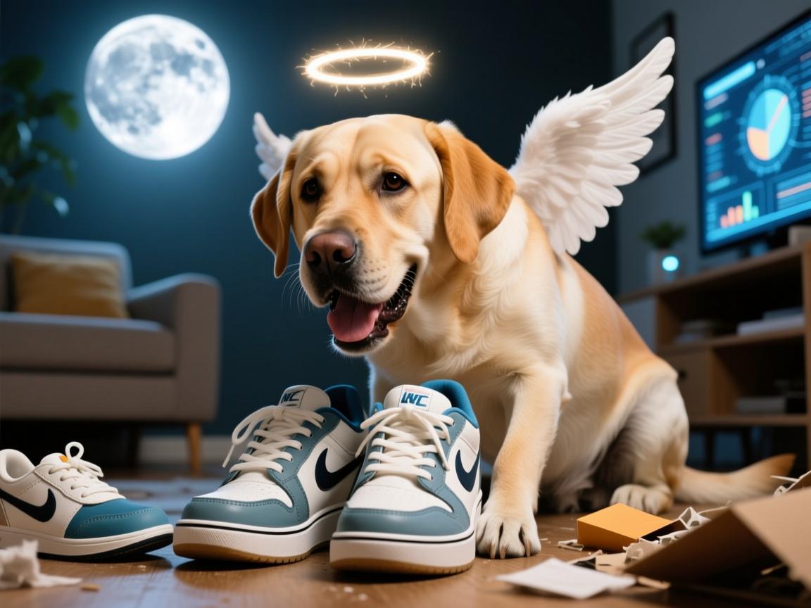 拉布拉多拆家实录,月吞三双鞋的天使养成指南