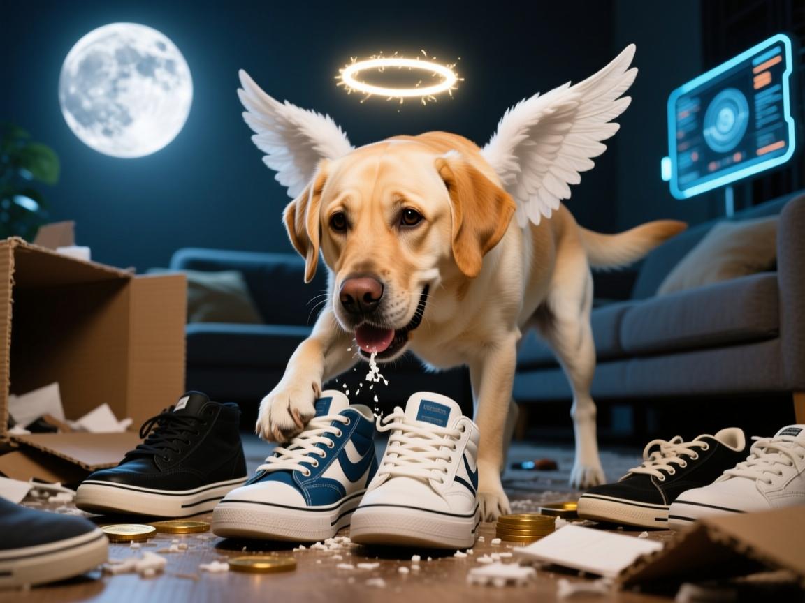 拉布拉多拆家实录,月吞三双鞋的天使养成指南