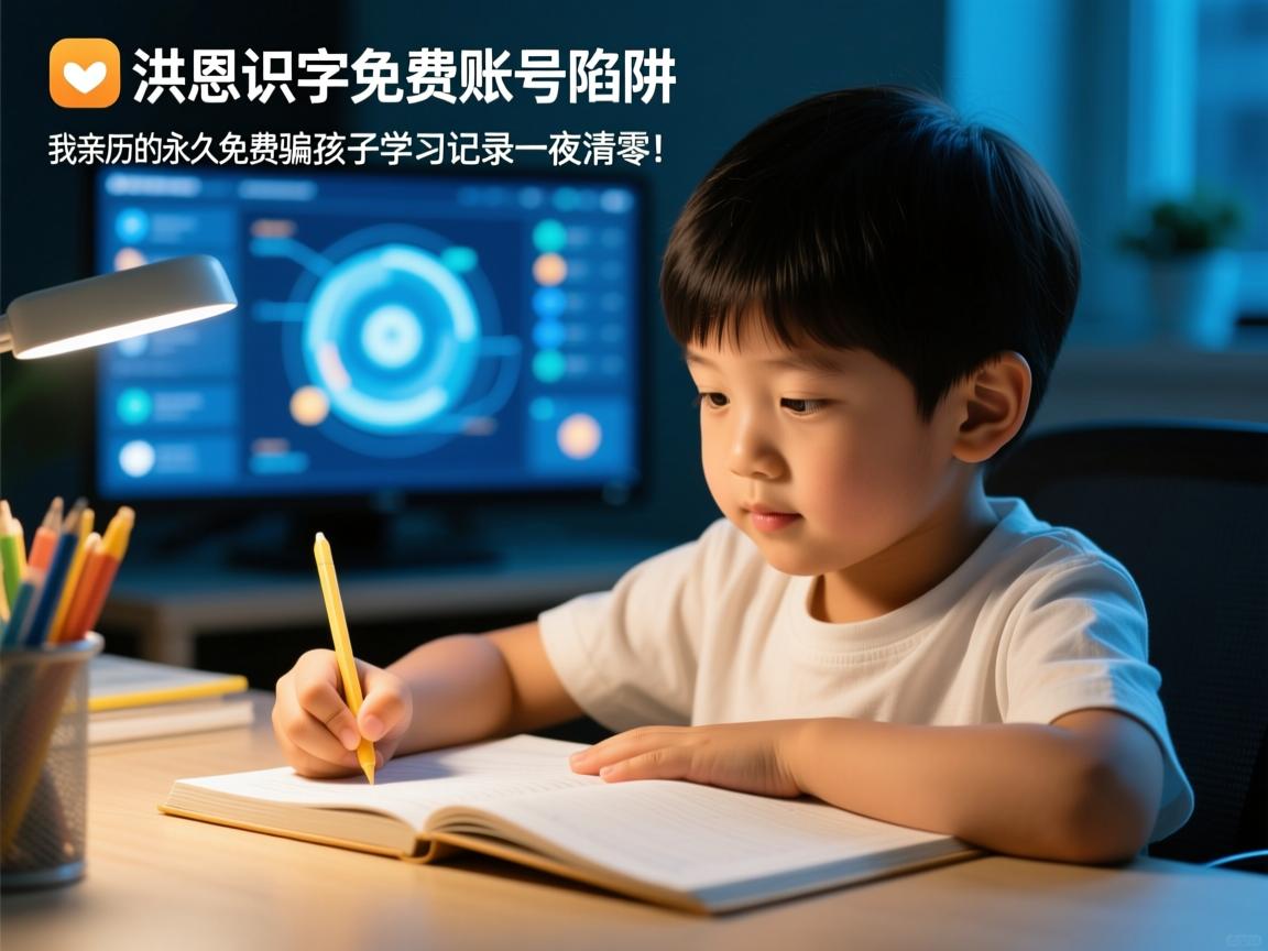 洪恩识字免费账号陷阱,我亲历的永久免费骗局,孩子学习记录一夜清零!