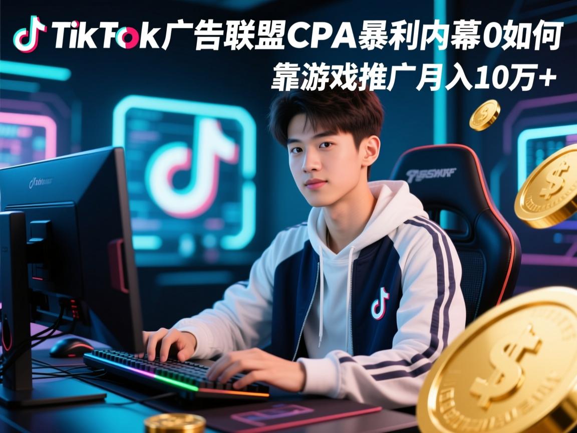 TikTok广告联盟CPA暴利内幕,00后大学生如何靠游戏推广月入10万+