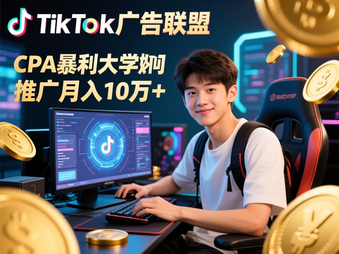 TikTok广告联盟CPA暴利内幕,00后大学生如何靠游戏推广月入10万+