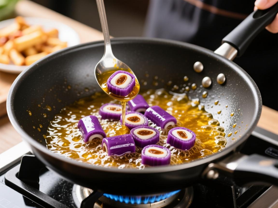 KDV进口食品可以炒着吃吗?俄罗斯紫皮糖下油锅实测,颠覆你的零食观!